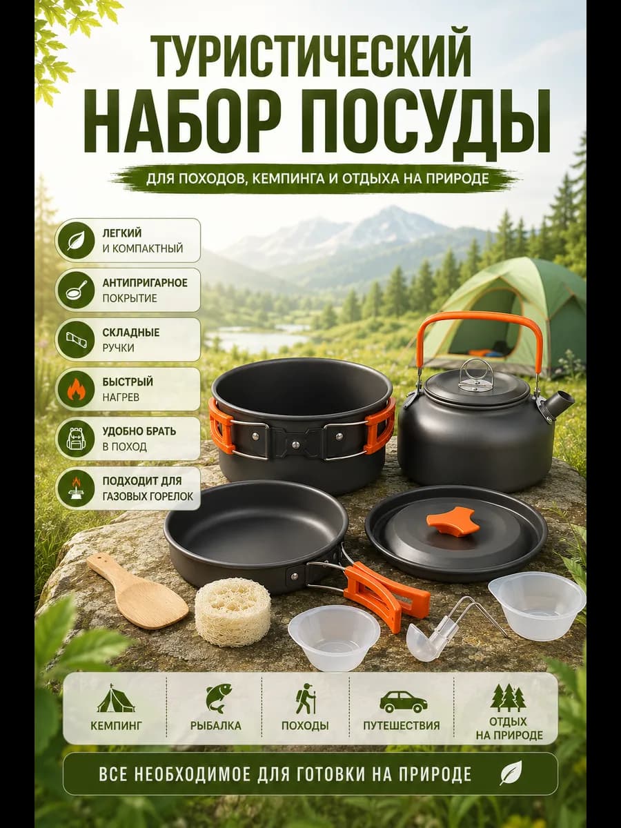 Набор туристической посуды для похода