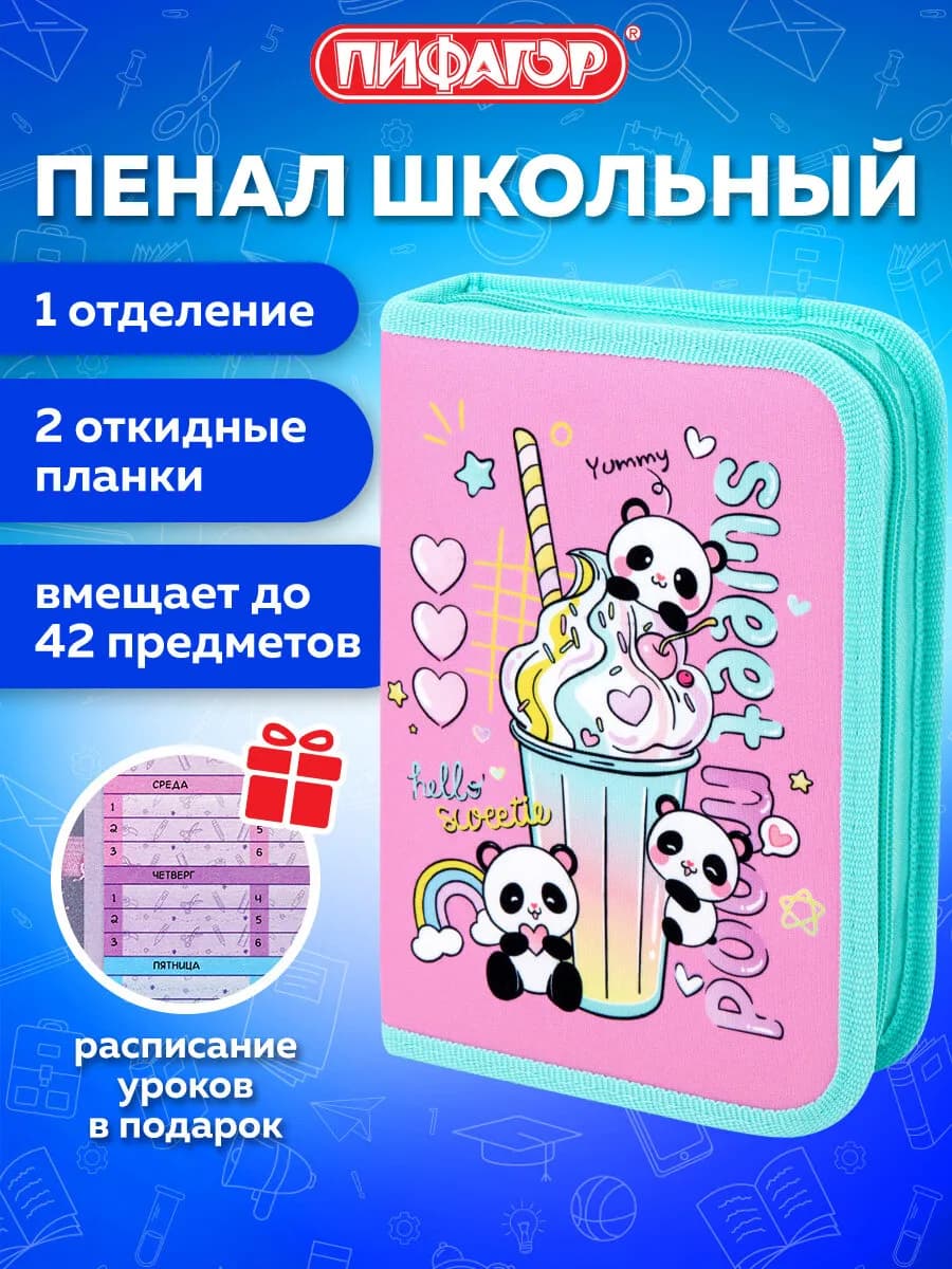 Пенал школьный для девочек для карандашей, ручек 1 отделение