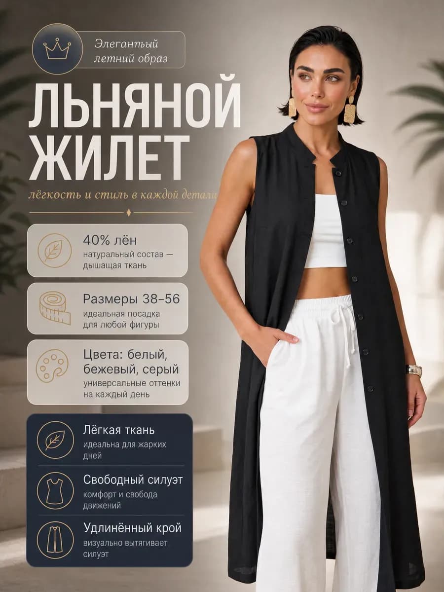 Жилет летний удлиненный