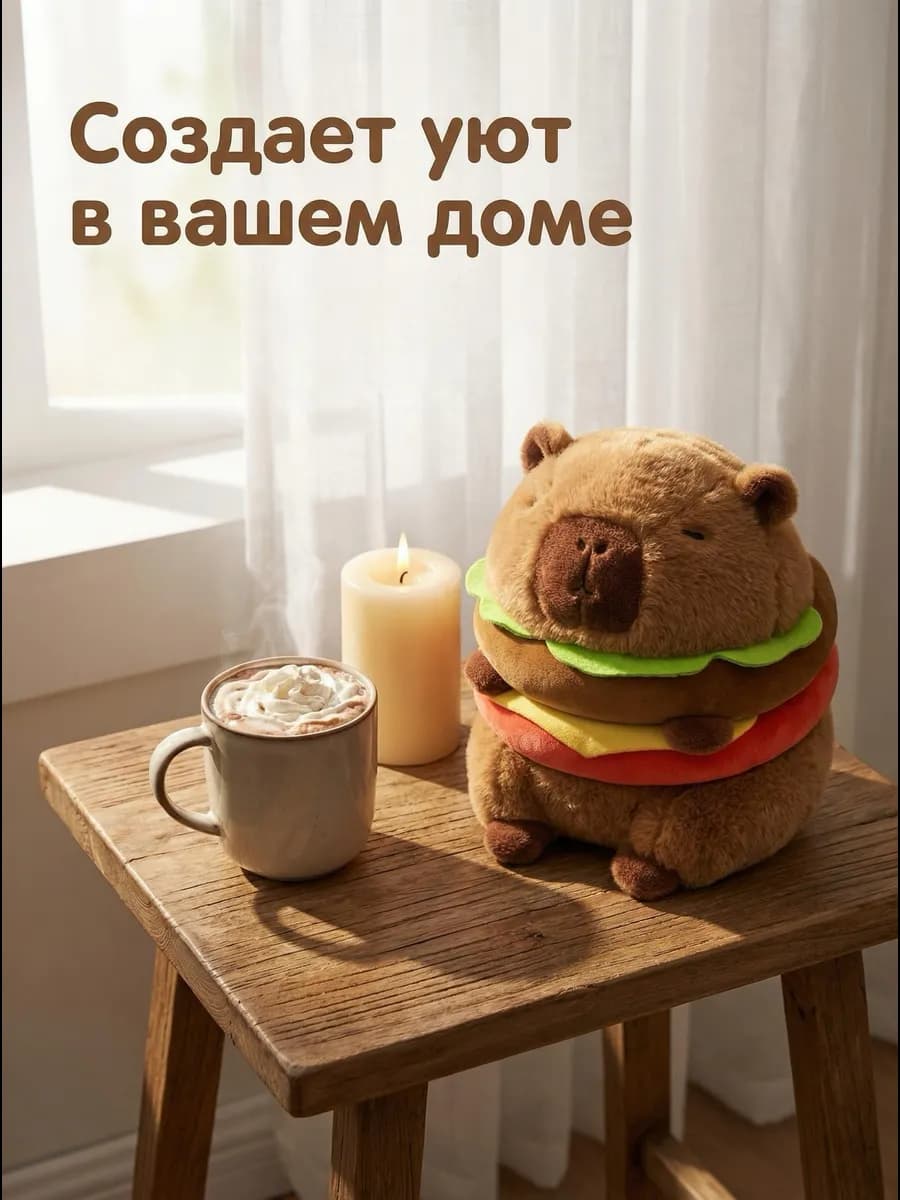 Мягкая игрушка капибара бургер