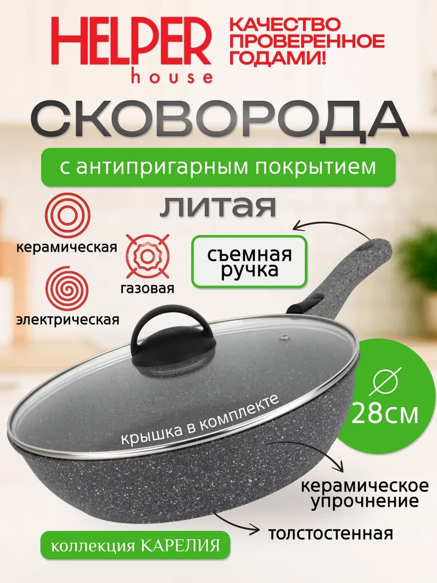 Сковорода с антипригарным покрытием 28 см со съемной ручкой