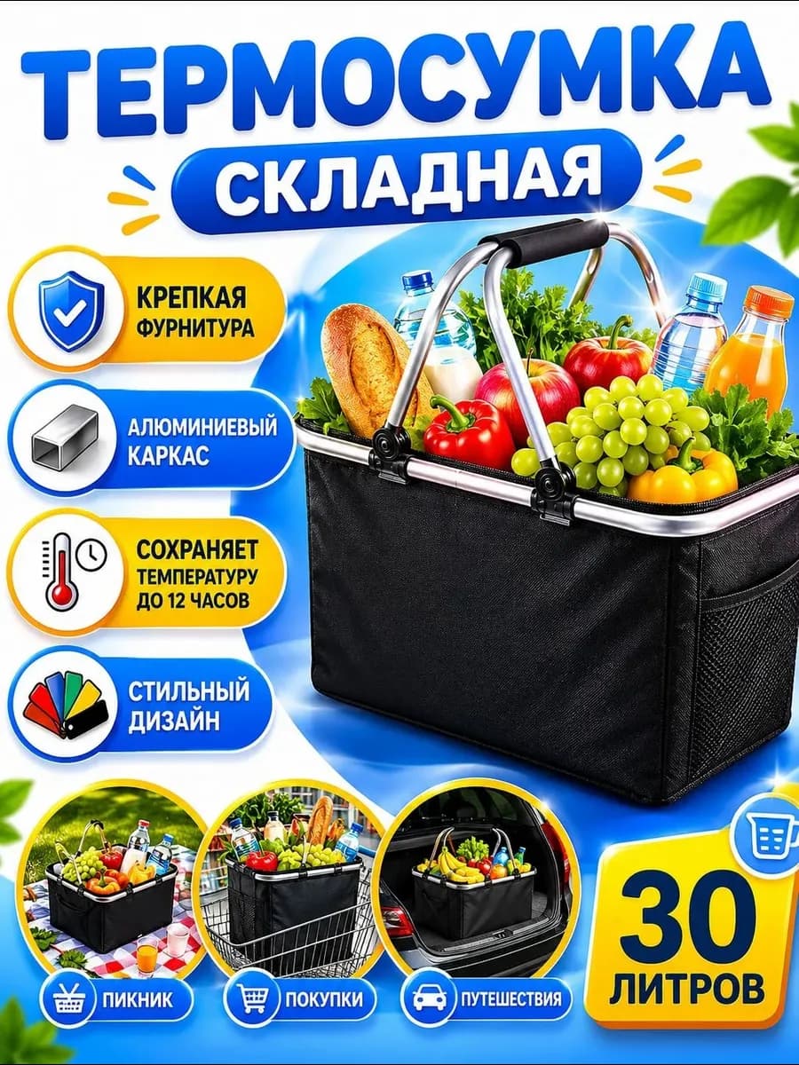 Сумка холодильник термокороб для пикника 30 л