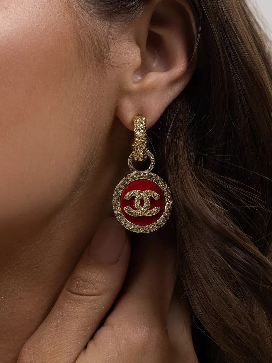 Серьги длинные крупные винтажные Chanel old money в коробке