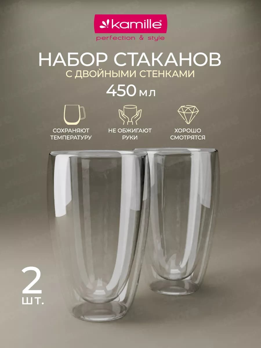 Набор стаканов с двойными стенками 450 мл. KM 9003