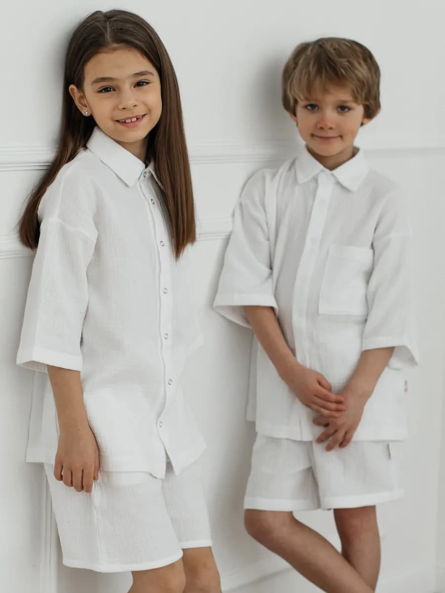 Костюм с шортами муслиновый для девочки и мальчика