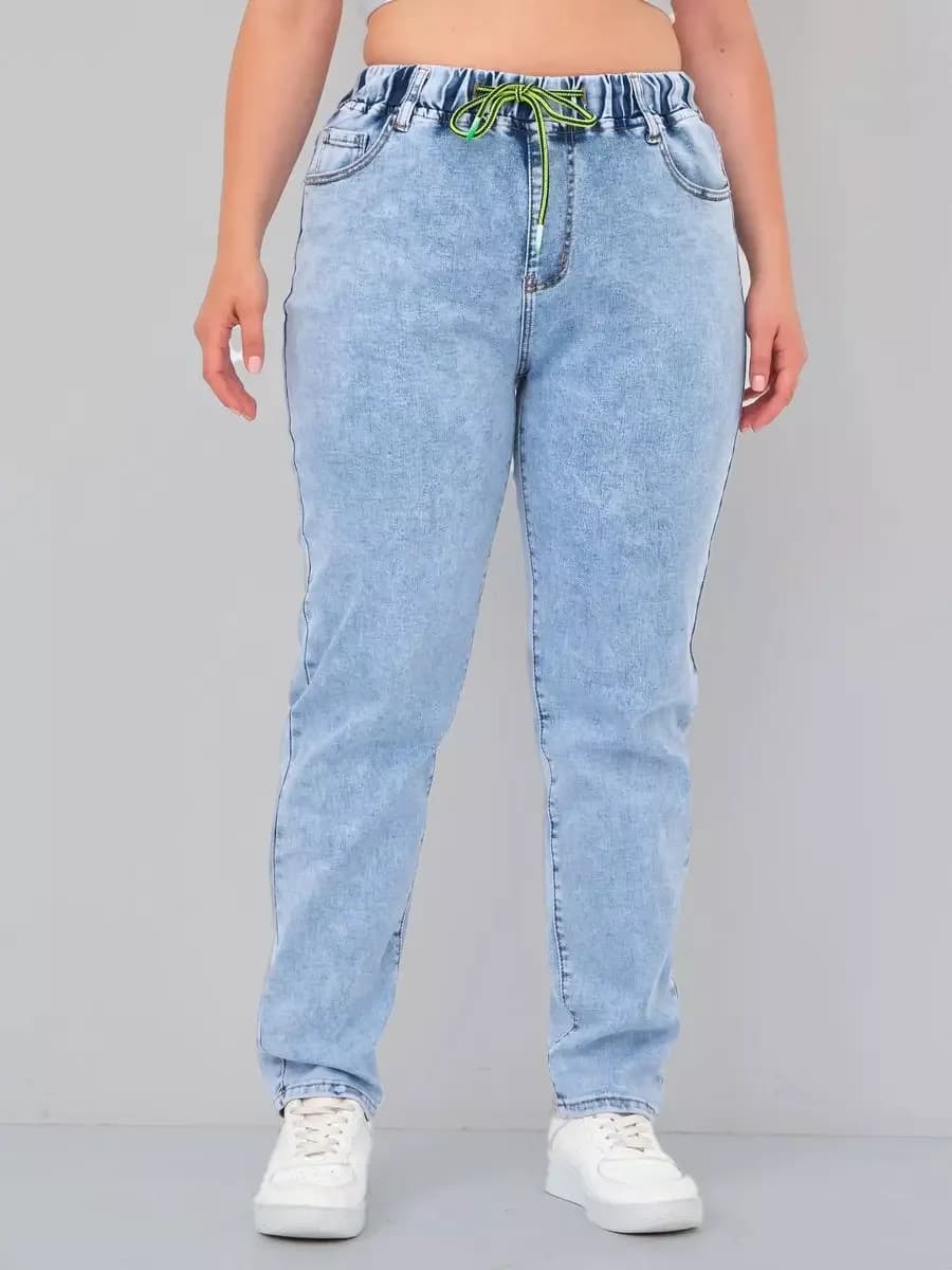 Джинсы с высокой посадкой на резинке