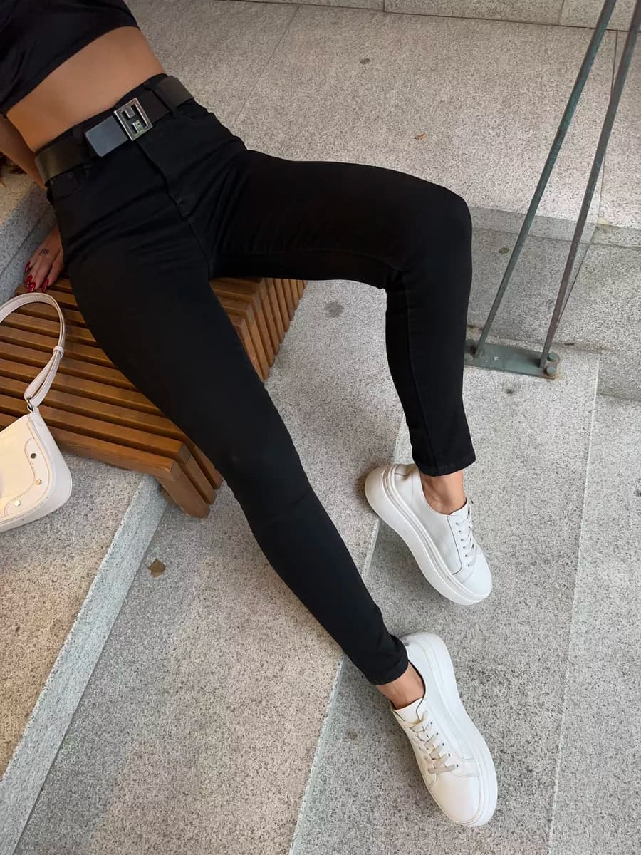 Зауженные джинсы скинни с высокой посадкой большие размеры - фото 1