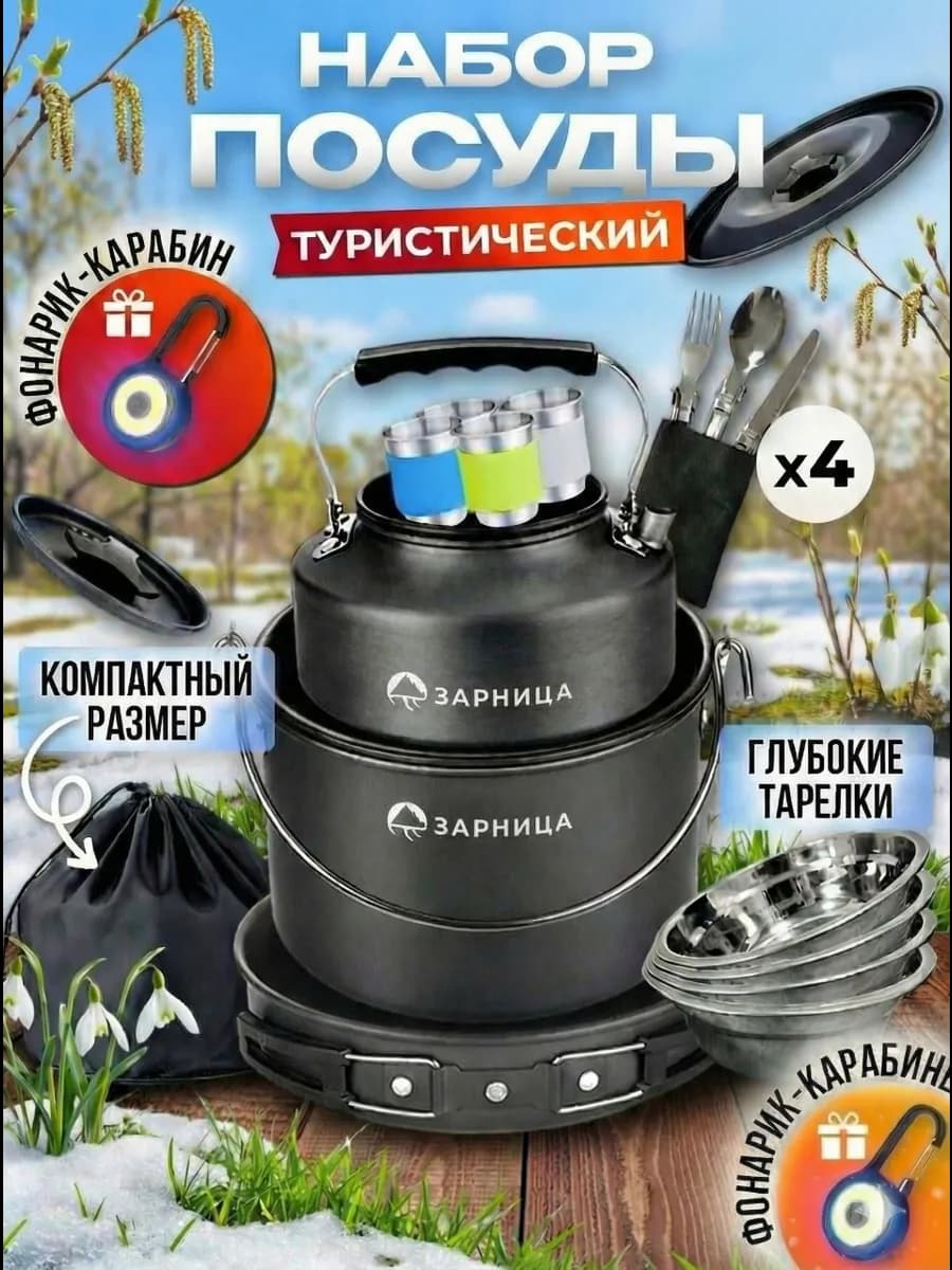 Набор посуды туристической на 4 персоны