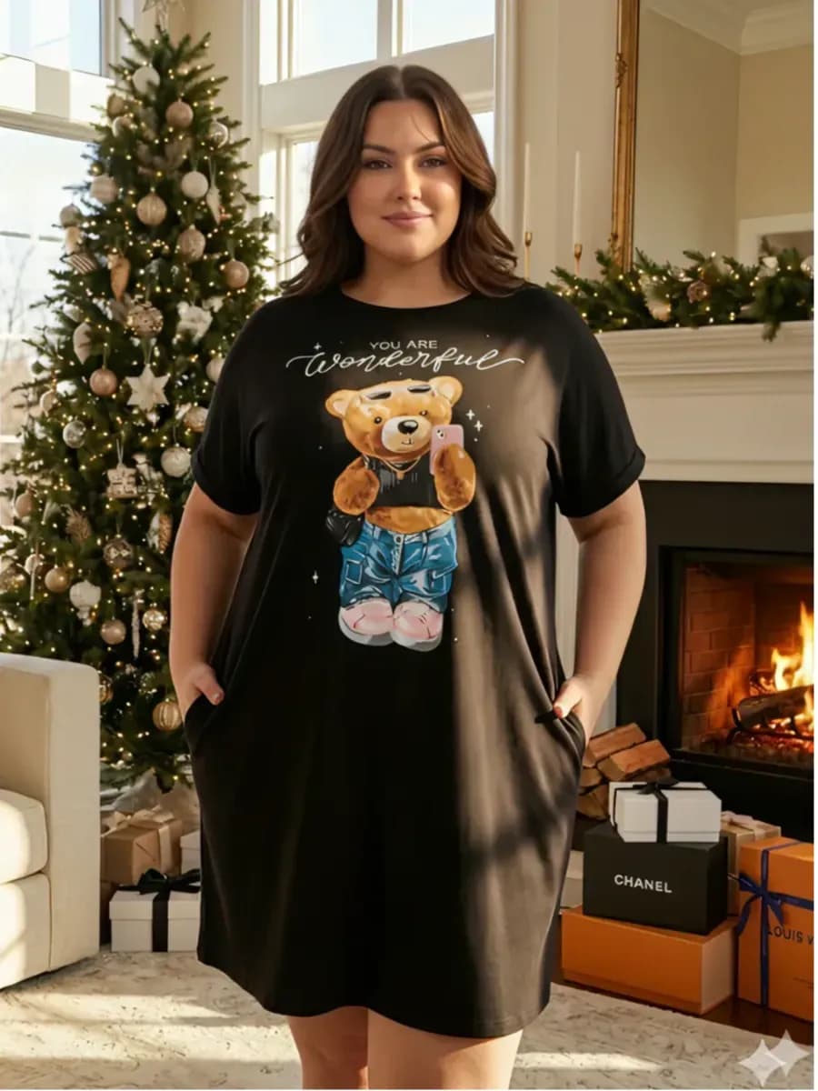 Туника трикотажная домашняя больших размеров на лето