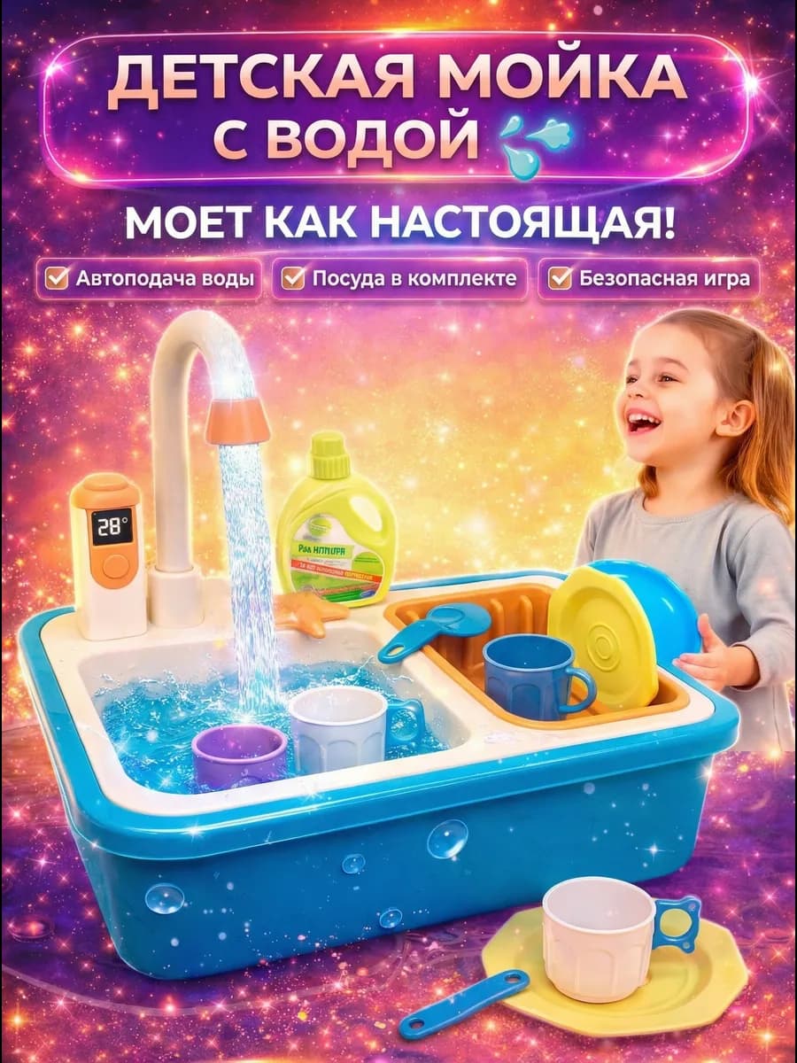 Игровой набор раковина с посудой