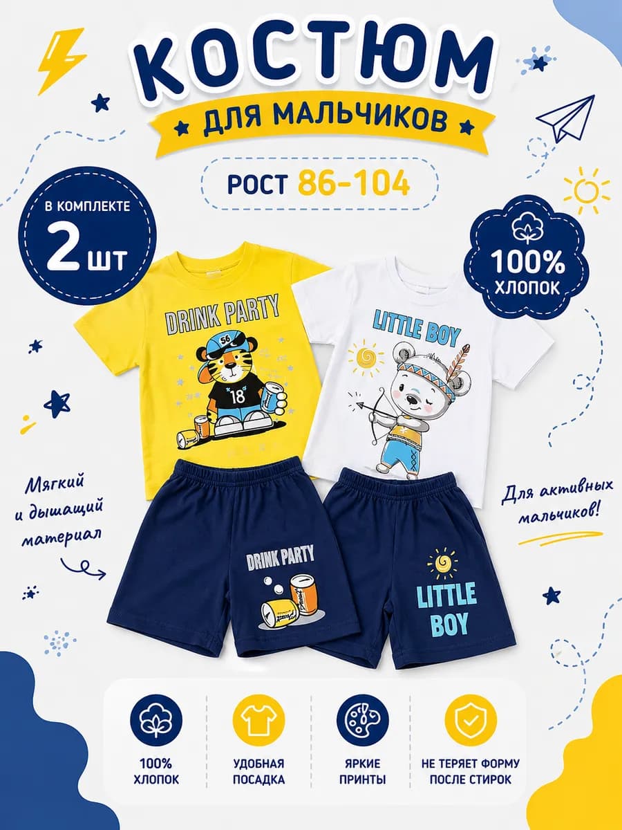 Костюм с шортами набор 2 шт