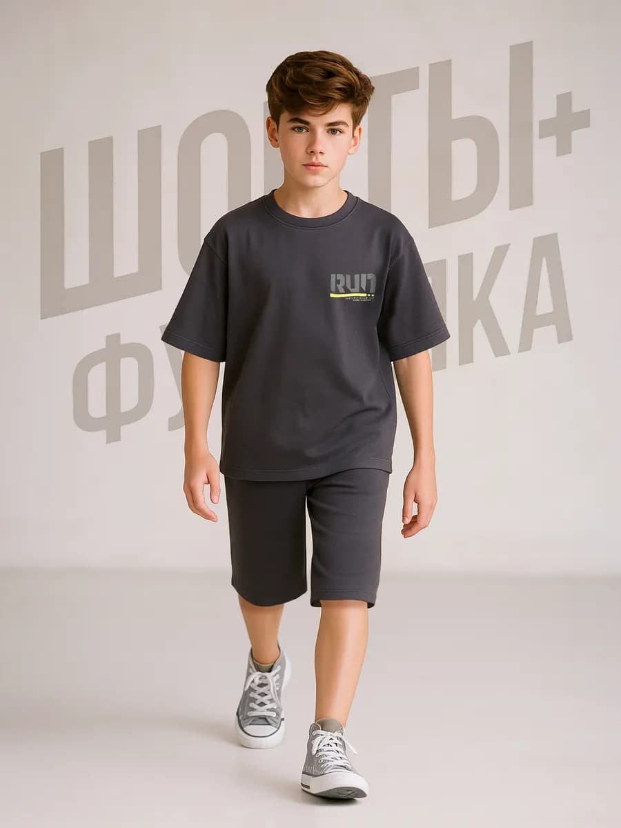 Комплект футболка и шорты для подростка оверсайз