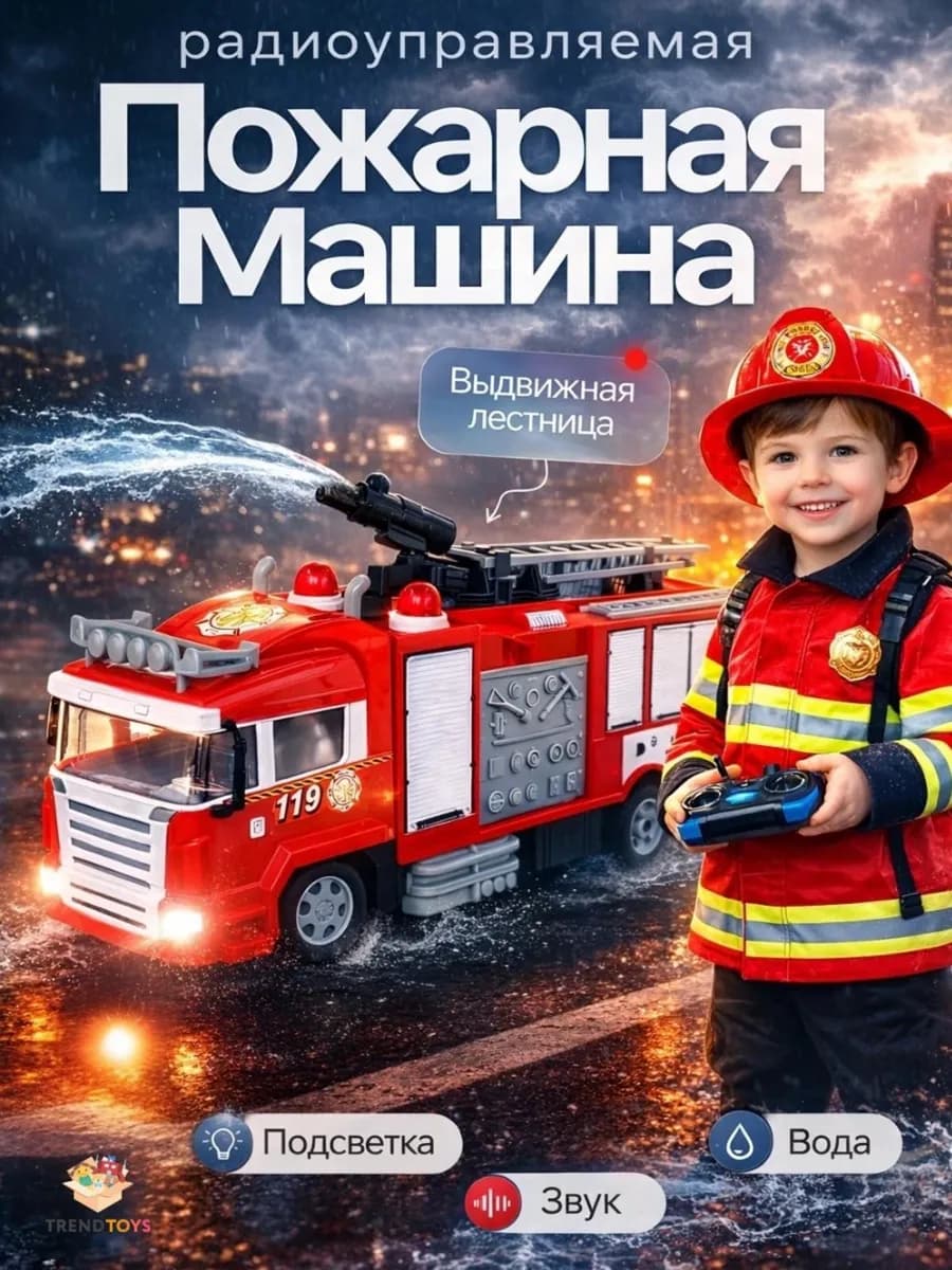 Пожарная машина на радиоуправлении с водой