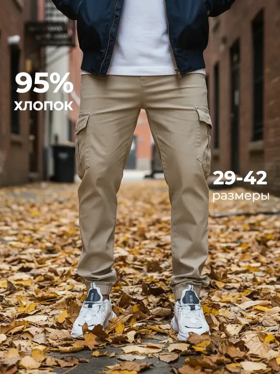 Брюки джоггеры карго на резинке