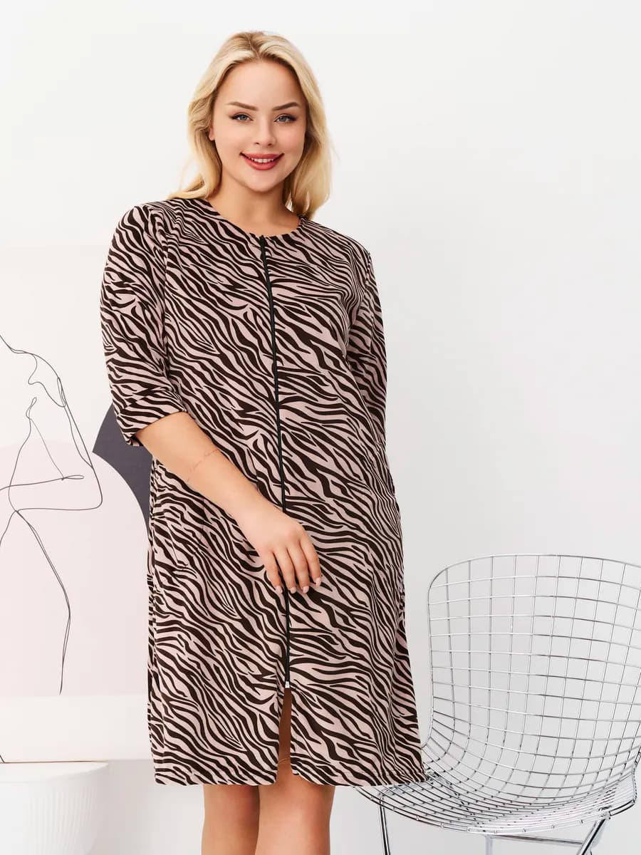 Домашний халат велюровый на молнии