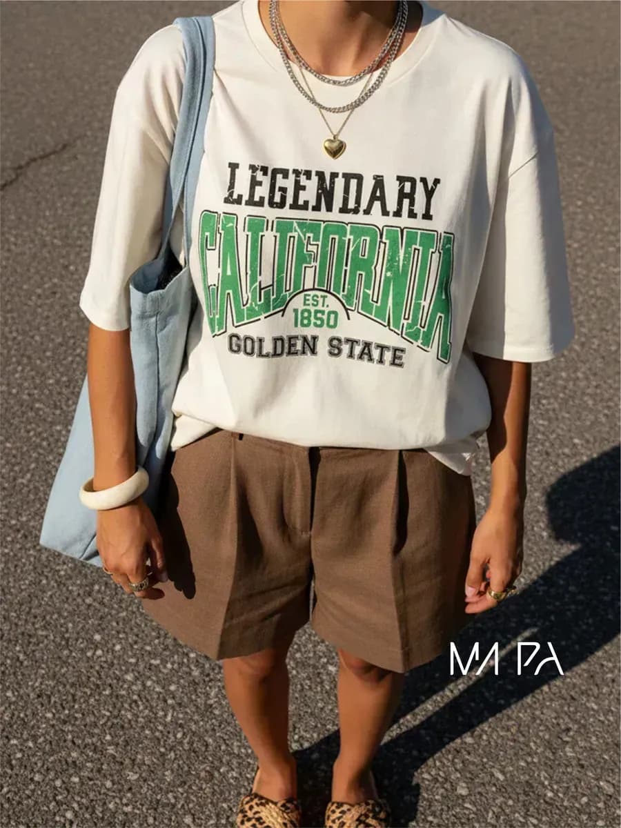 Футболка оверсайз длинная с принтом хлопок Калифорния