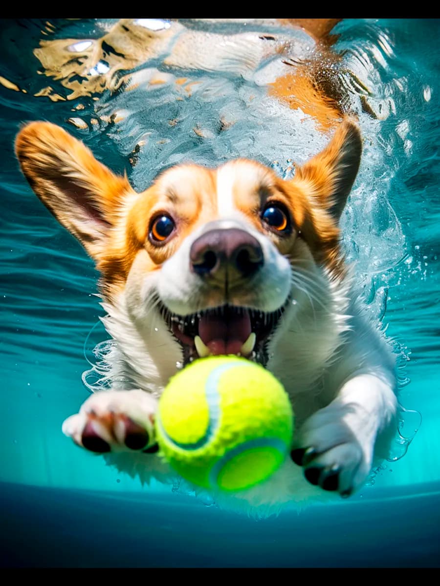 Алмазная мозаика на подрамнике большая 40х50 Корги с мячиком