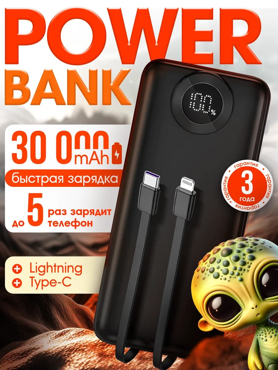 Повербанк для iphone внешний аккумулятор power bank 30000mah