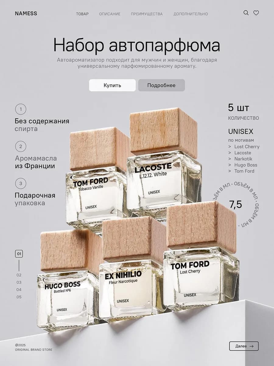 Ароматизатор в машину набор 5 шт