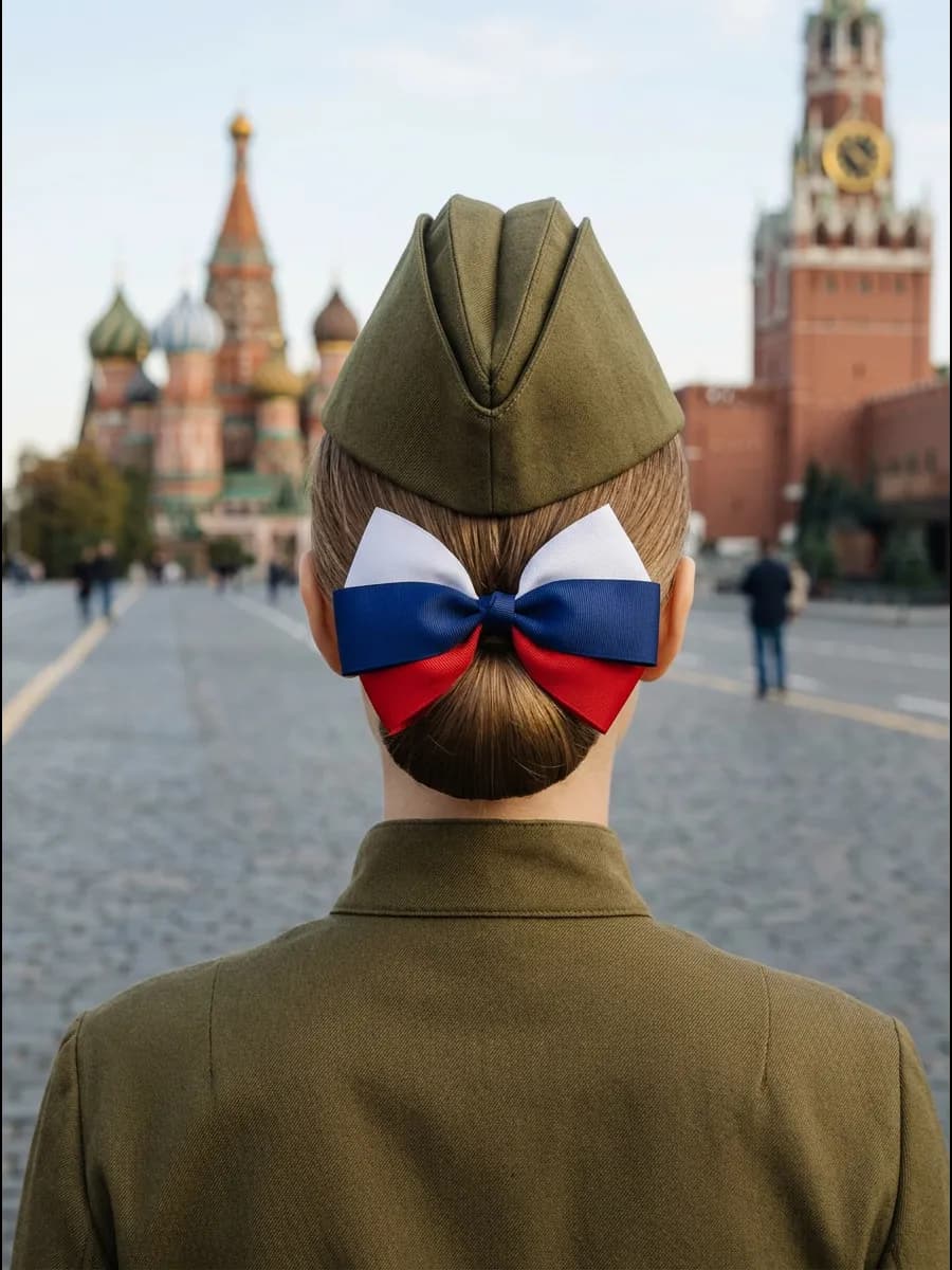 Триколор бант для волос заколка флаг