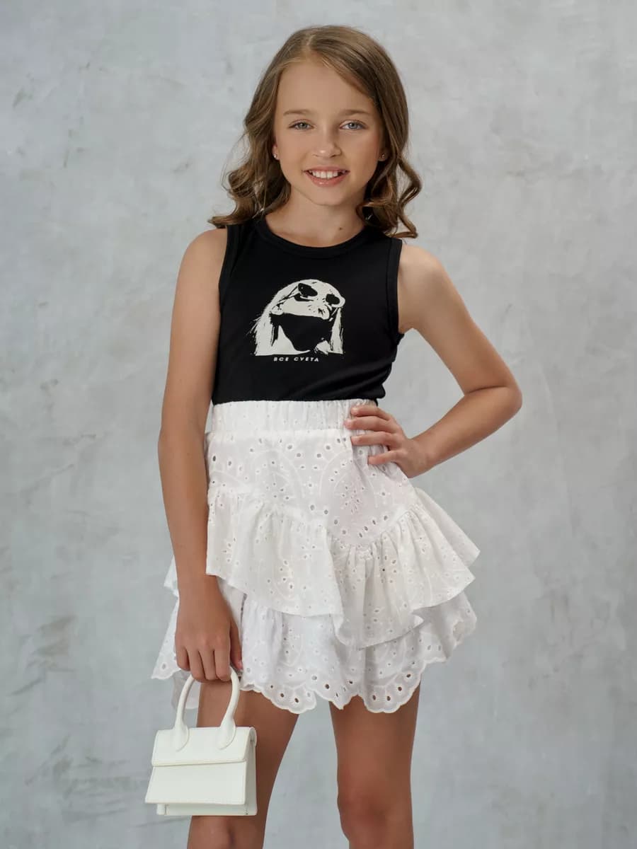 Юбка детская с воланами и рюшами летняя