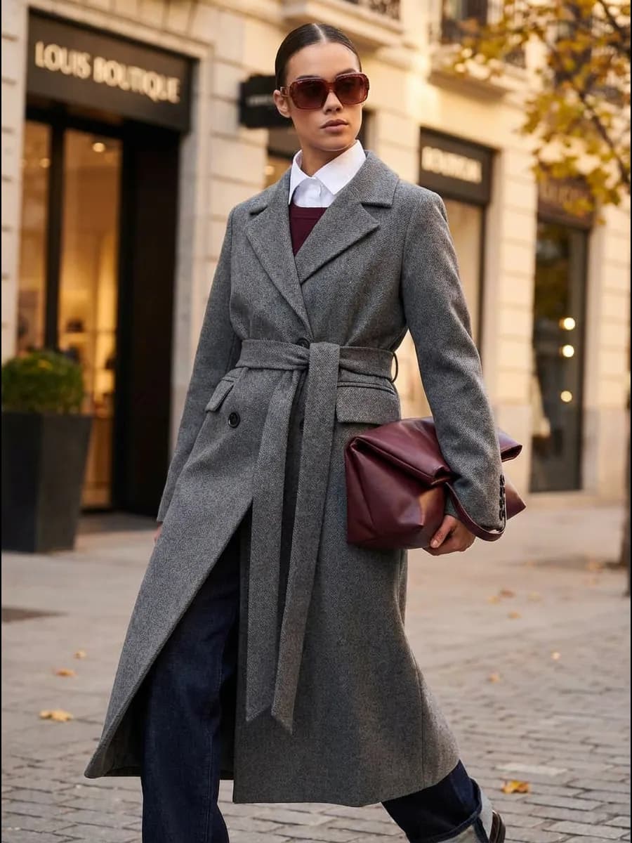 Пальто шерстяное демисезонное длинное