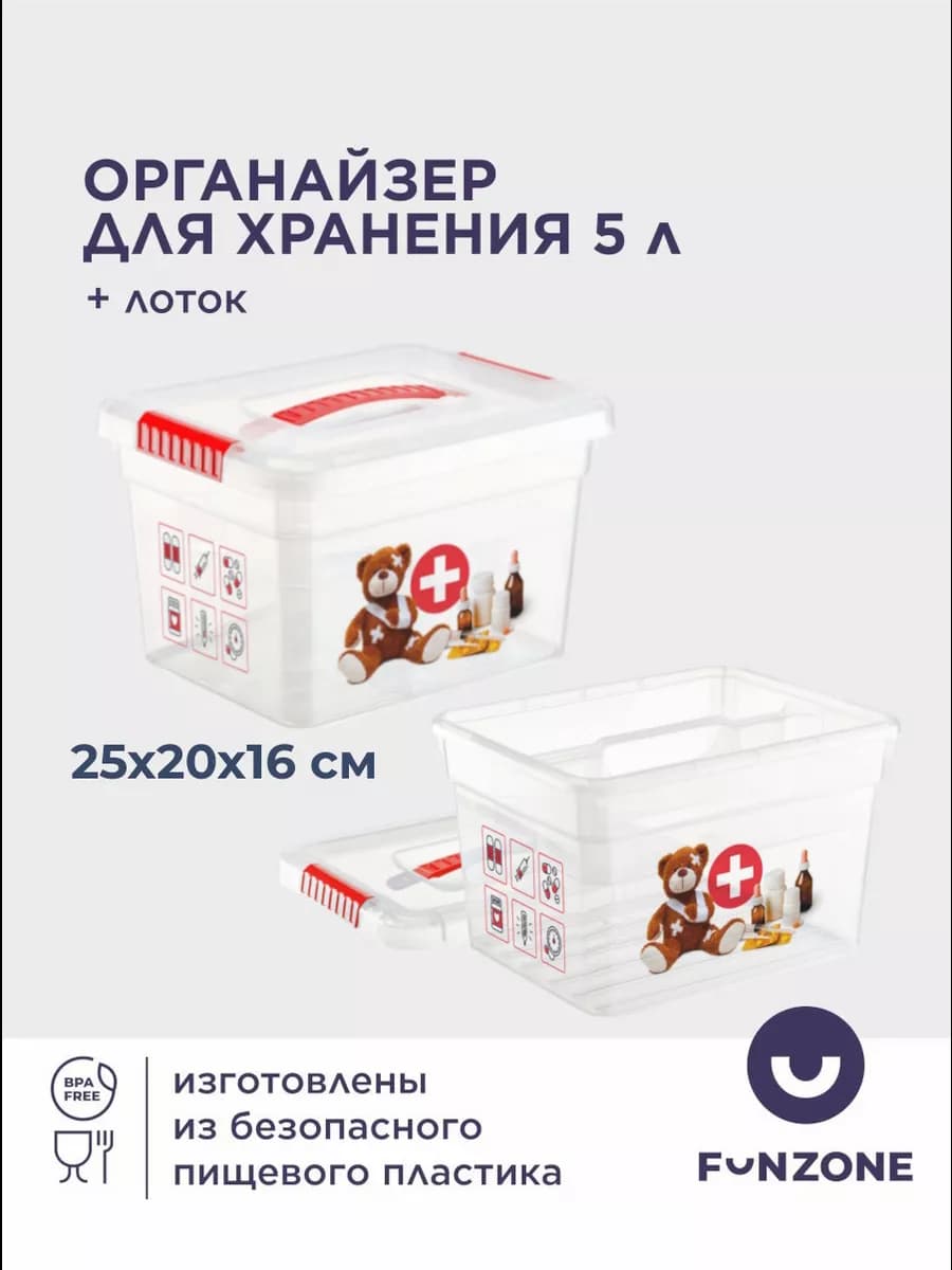 Аптечка домашняя контейнер органайзер для лекарств 5л