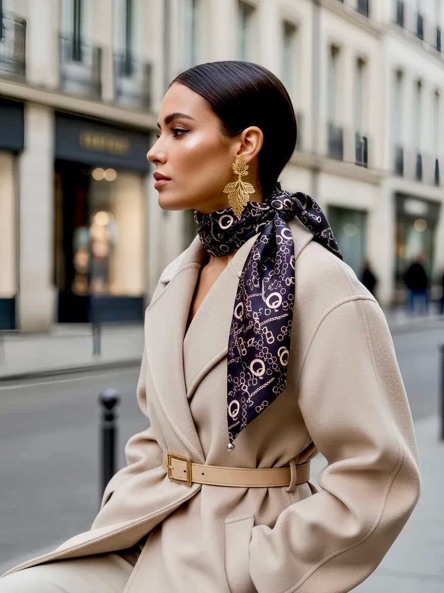 Платок шелковый на голову шейный