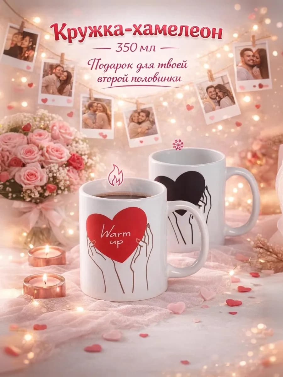 Кружка хамелеон для чая и кофе 350 мл «Warm up» подарочная