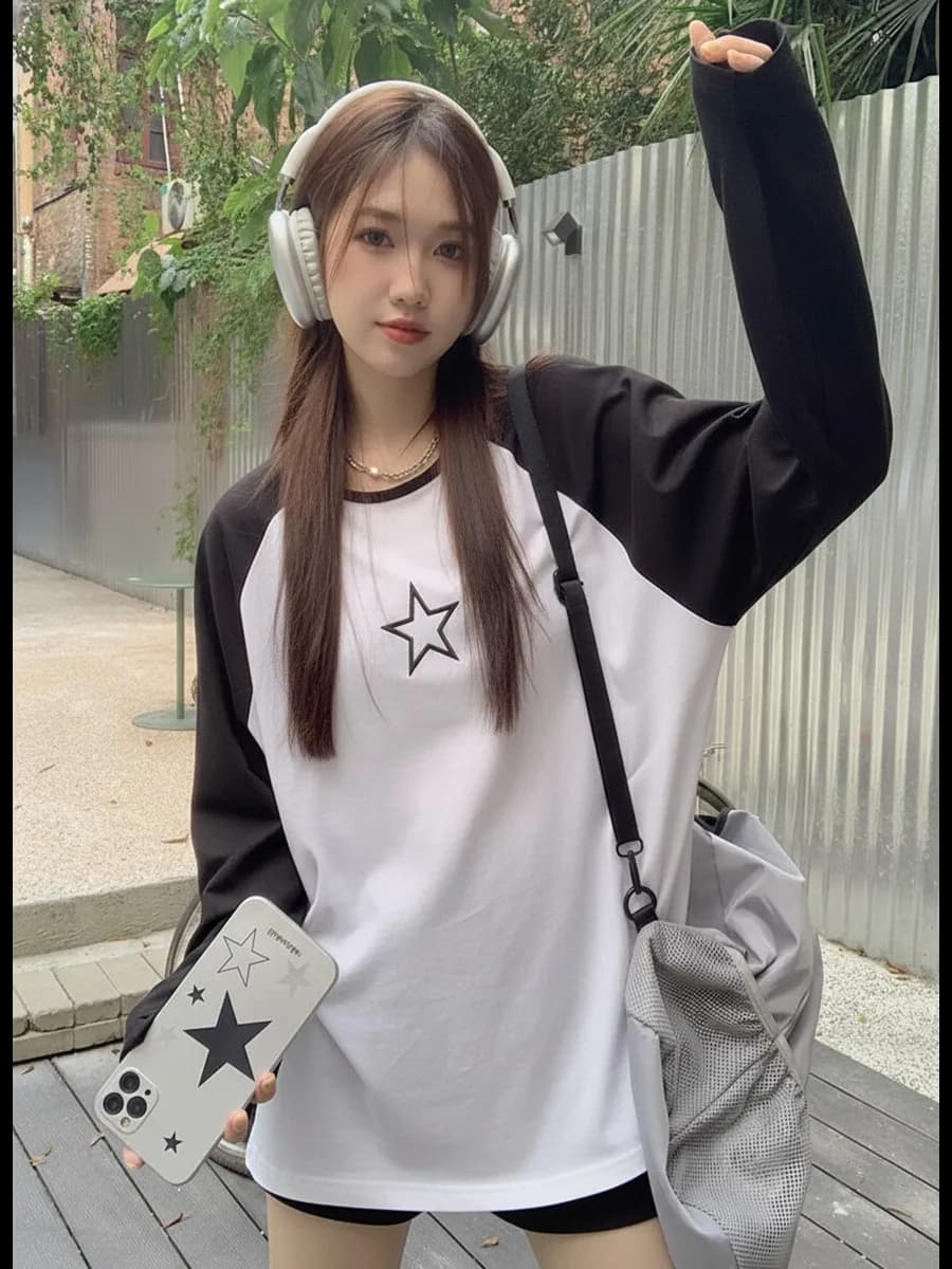 Лонгслив оверсайз для подростка у2к с принтом