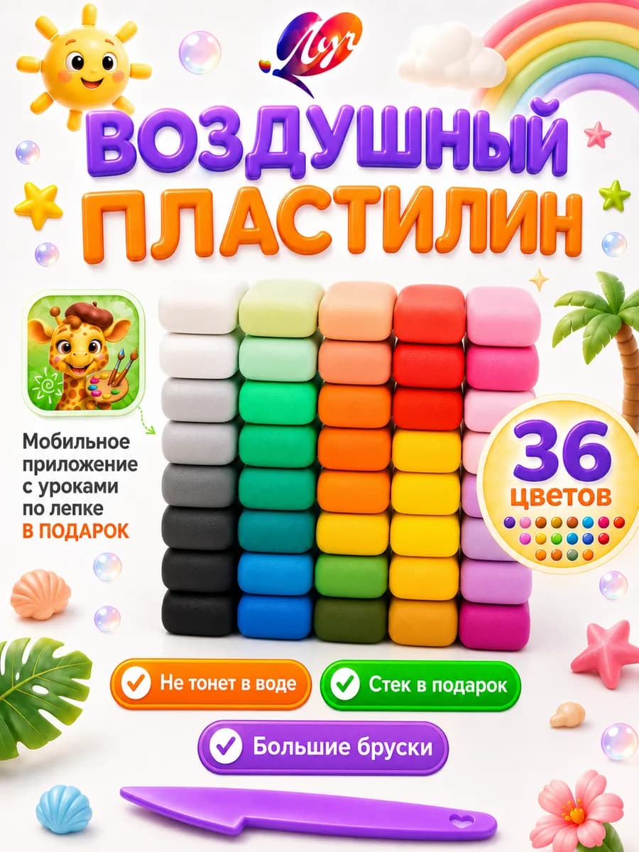 Воздушный пластилин 36 цветов