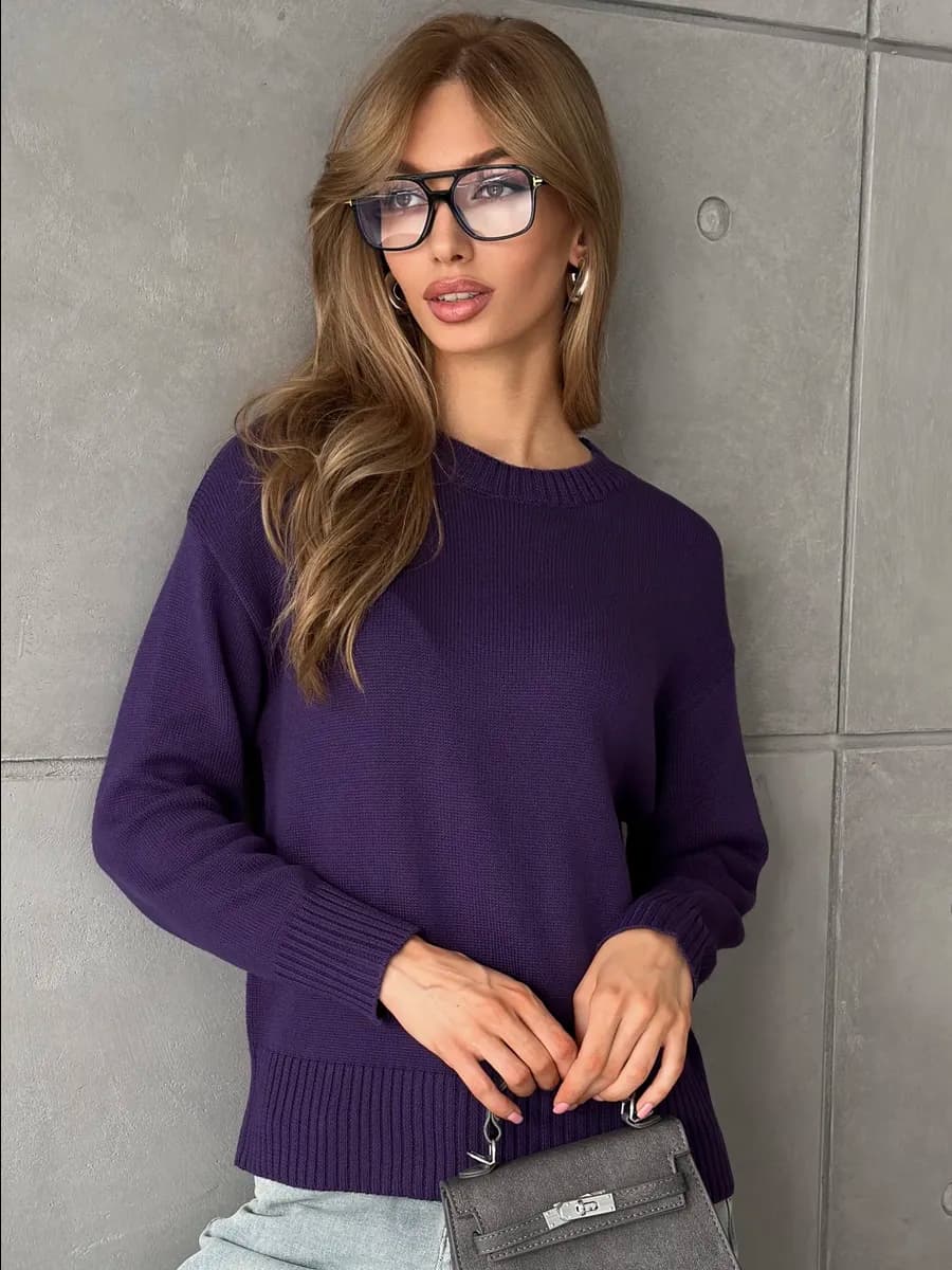 Базовый свитер хлопковый вязаный тонкий