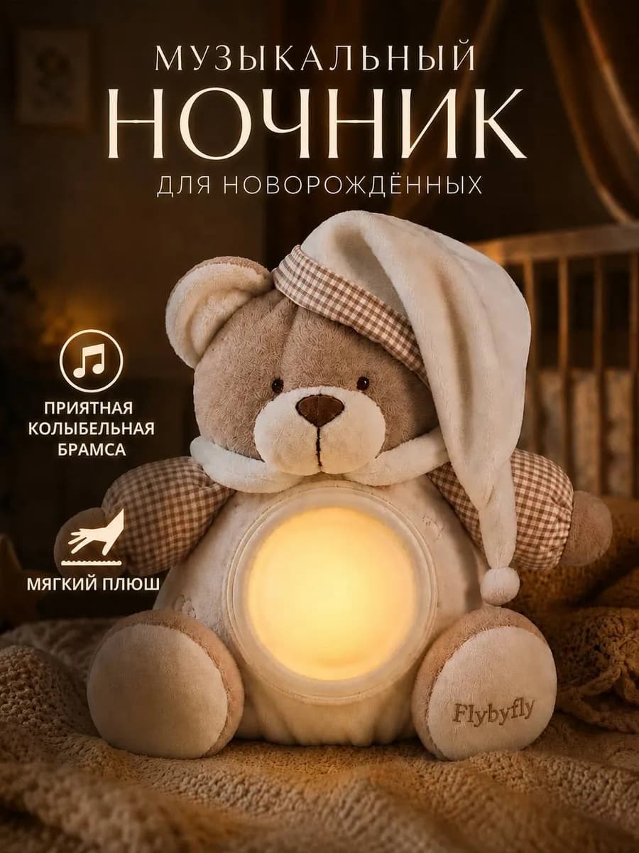 Ночник детский для новорожденных музыкальный в кроватку