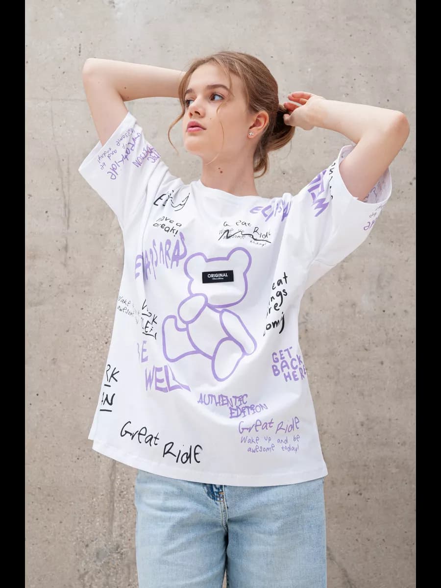 Футболка подростковая с принтом оверсайз