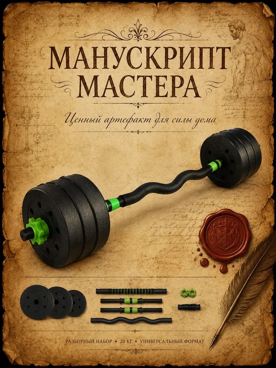 Гантели разборные 20 кг с изогнутым грифом