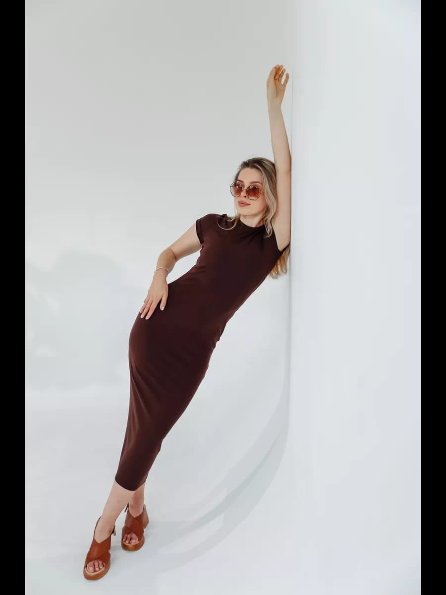 Платье летнее трикотажное базовое лапша