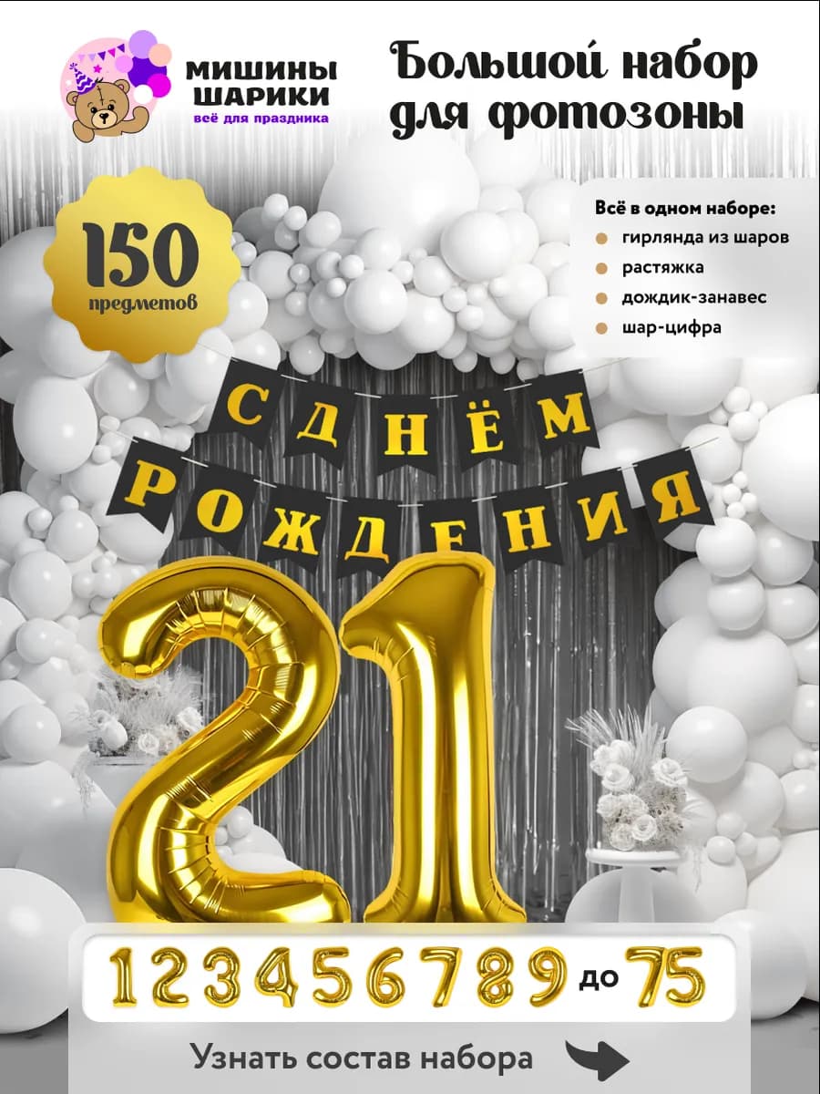Шарики воздушные набор на 21 год фотозона