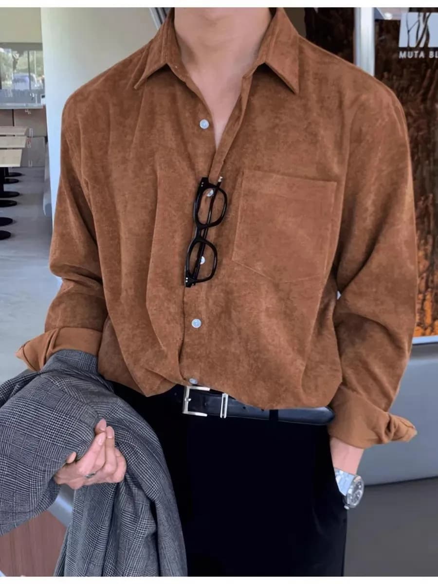 Рубашка вельветовая с длинным рукавом на пуговицах