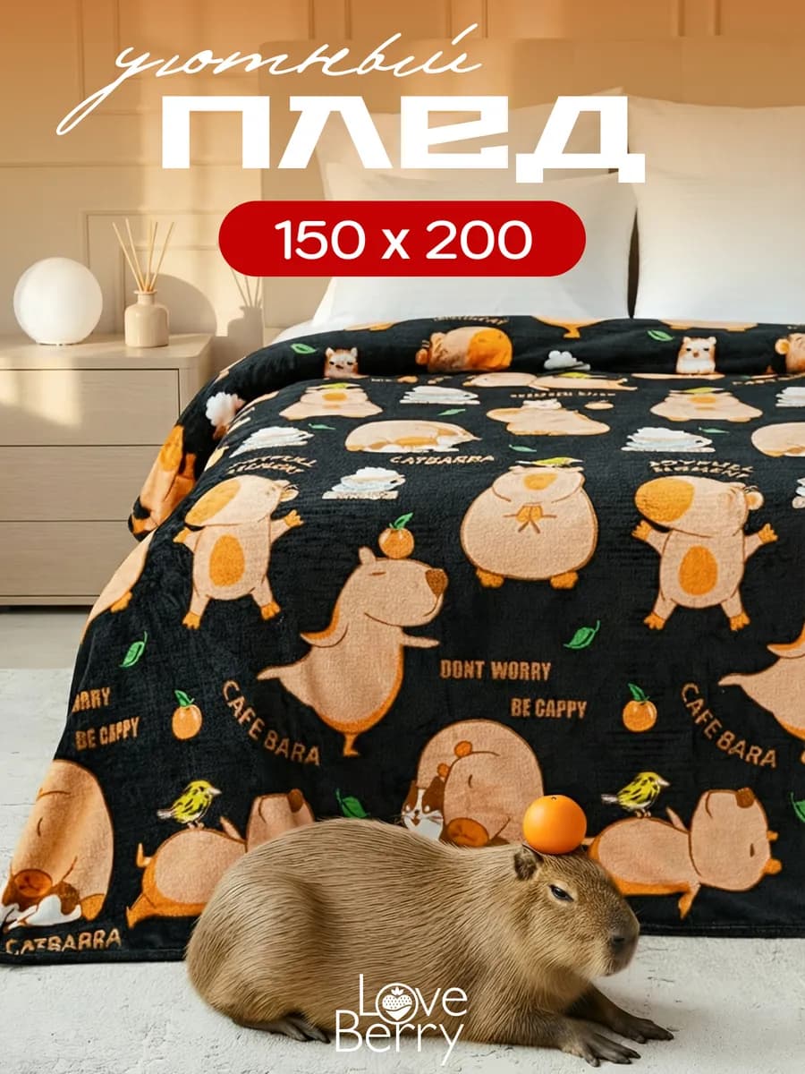 Плед 150х200 плюшевый на диван - фото 1