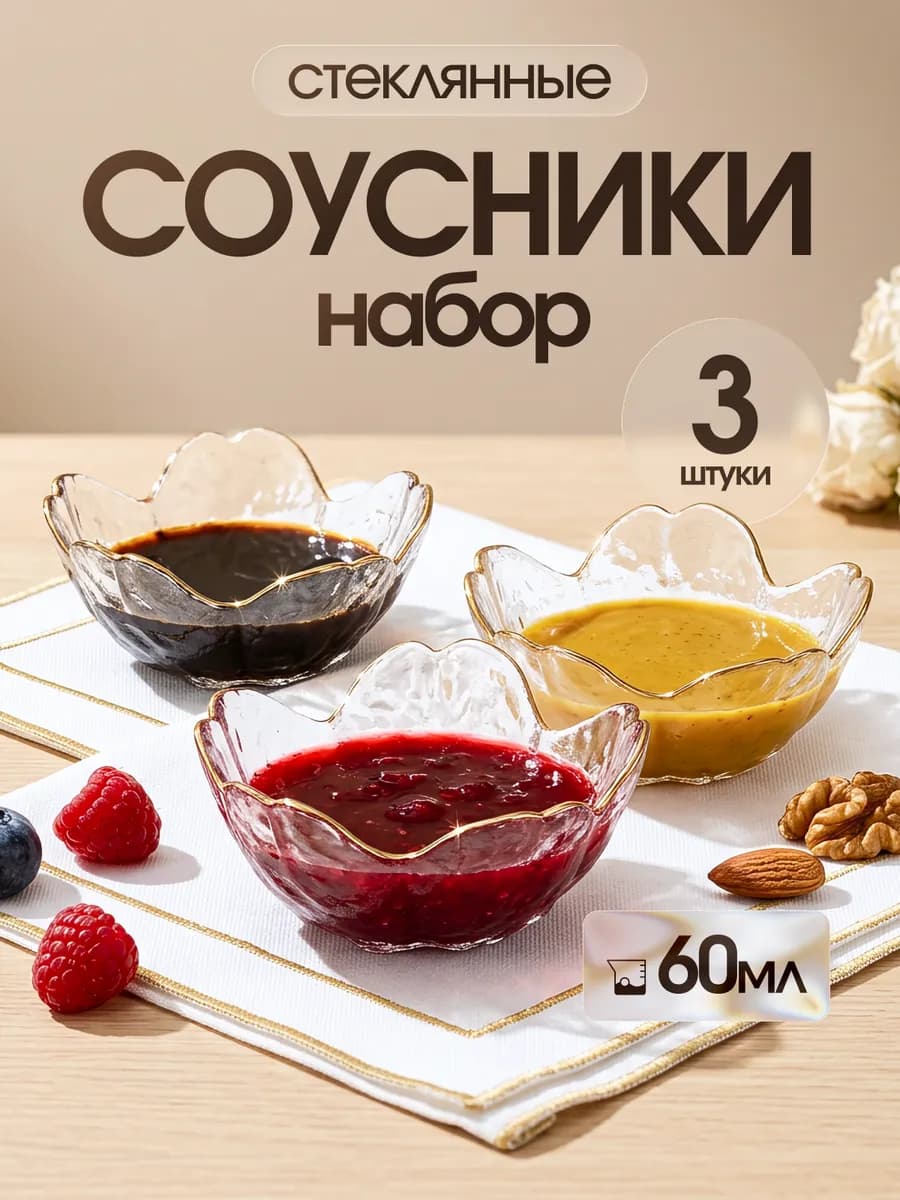 Соусники стеклянные подарочный набор розетки для варенья