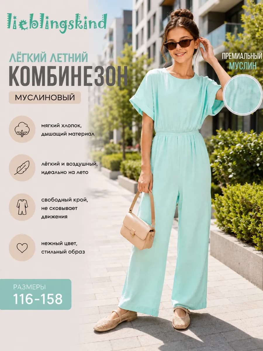 Комбинезон для девочки летний из муслина