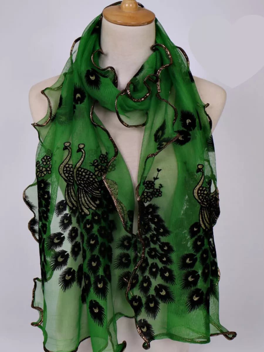 Платок лёгкий газовый Павлин