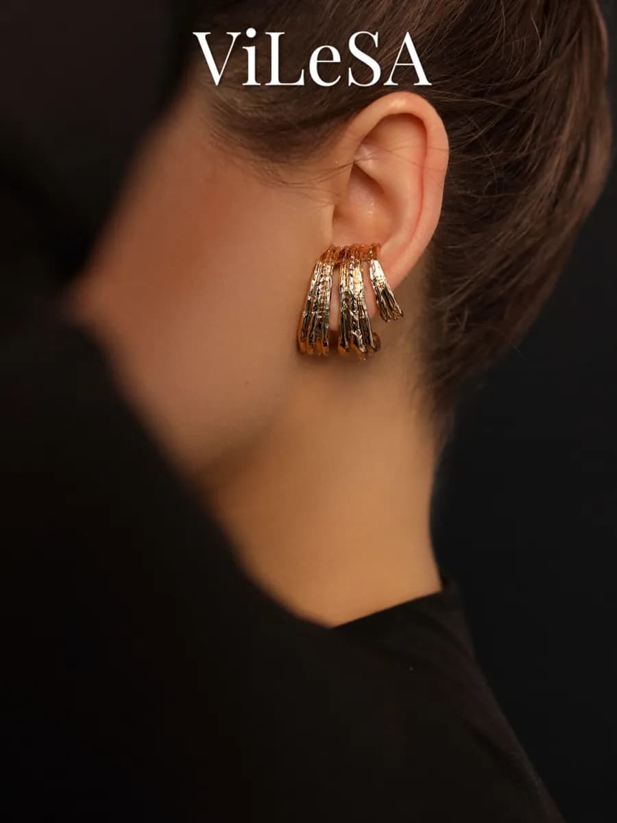 Серьги бижутерия крупные объемные повседневные вечерние