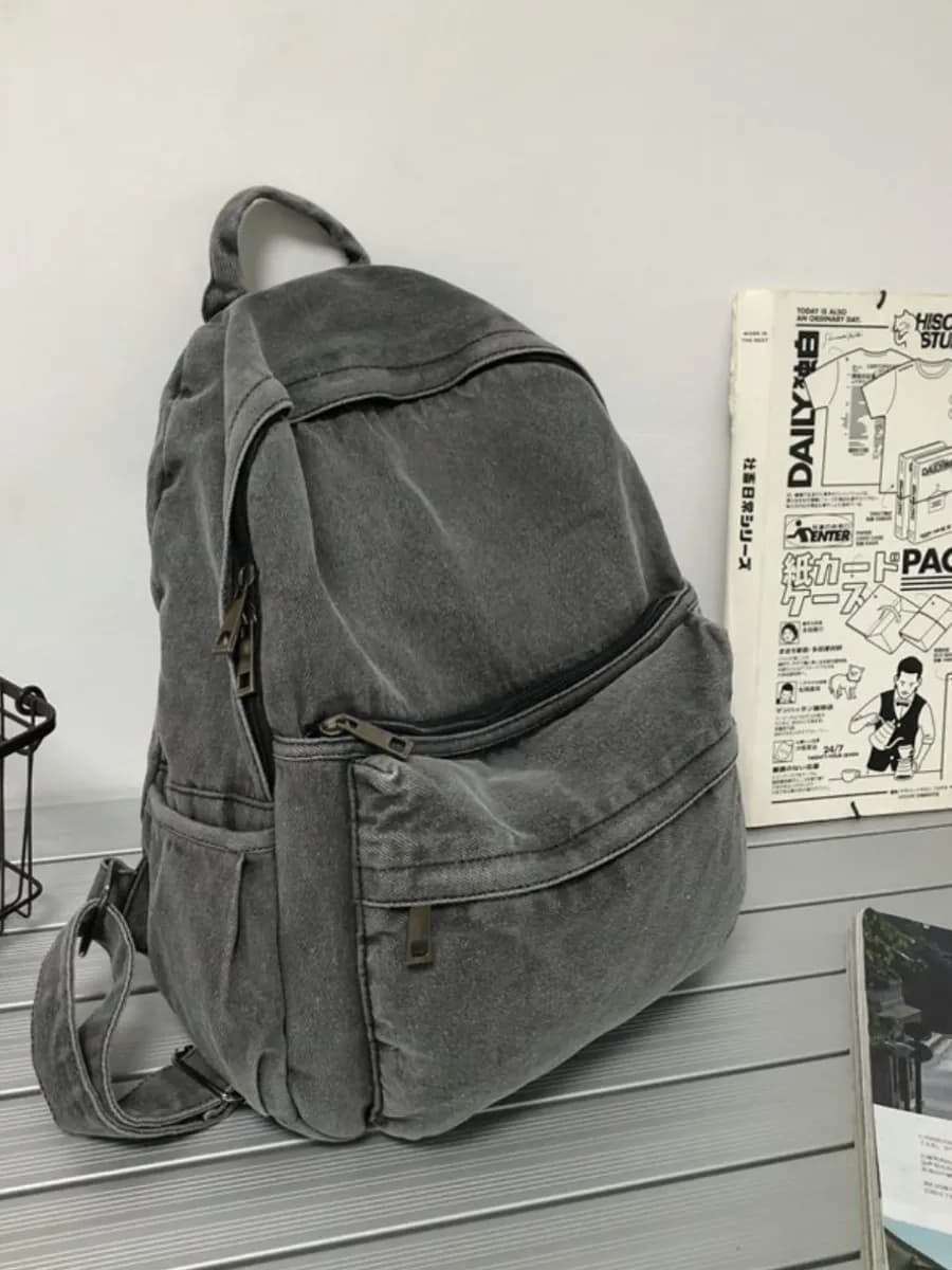 Рюкзак для подростков джинсовый с карманами