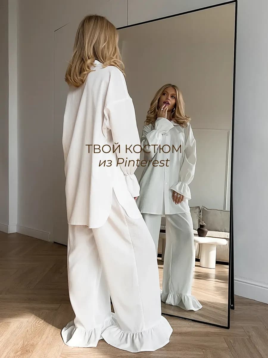 Костюм льняной с брюками и рубашкой