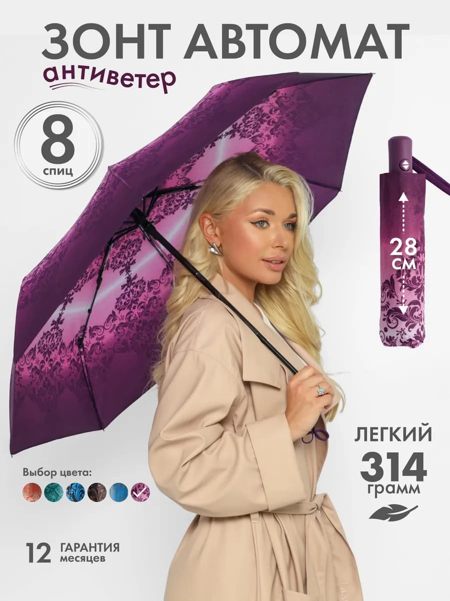 Зонт автомат антиветер складной