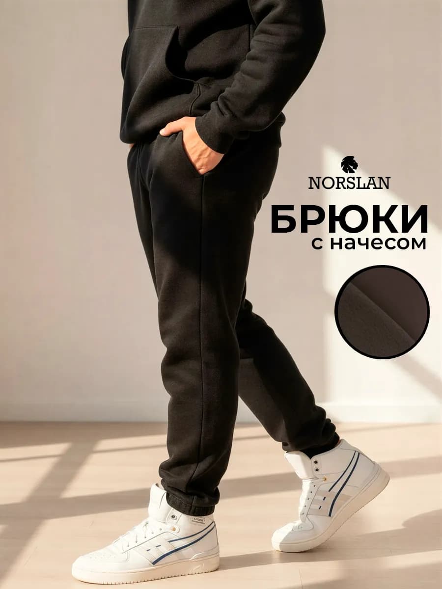 Штаны спортивные утепленные зимние с начесом трико - фото 1