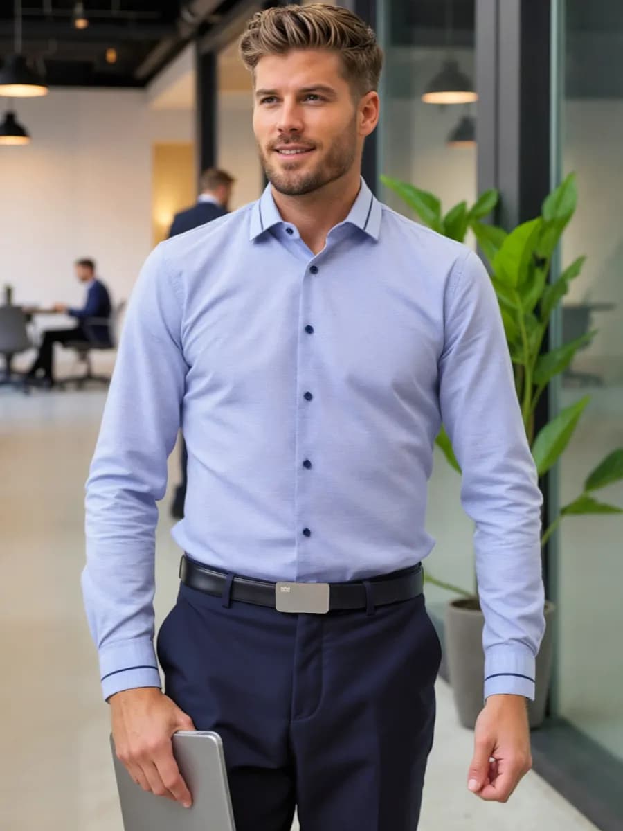 Рубашка классическая с вставками приталенная