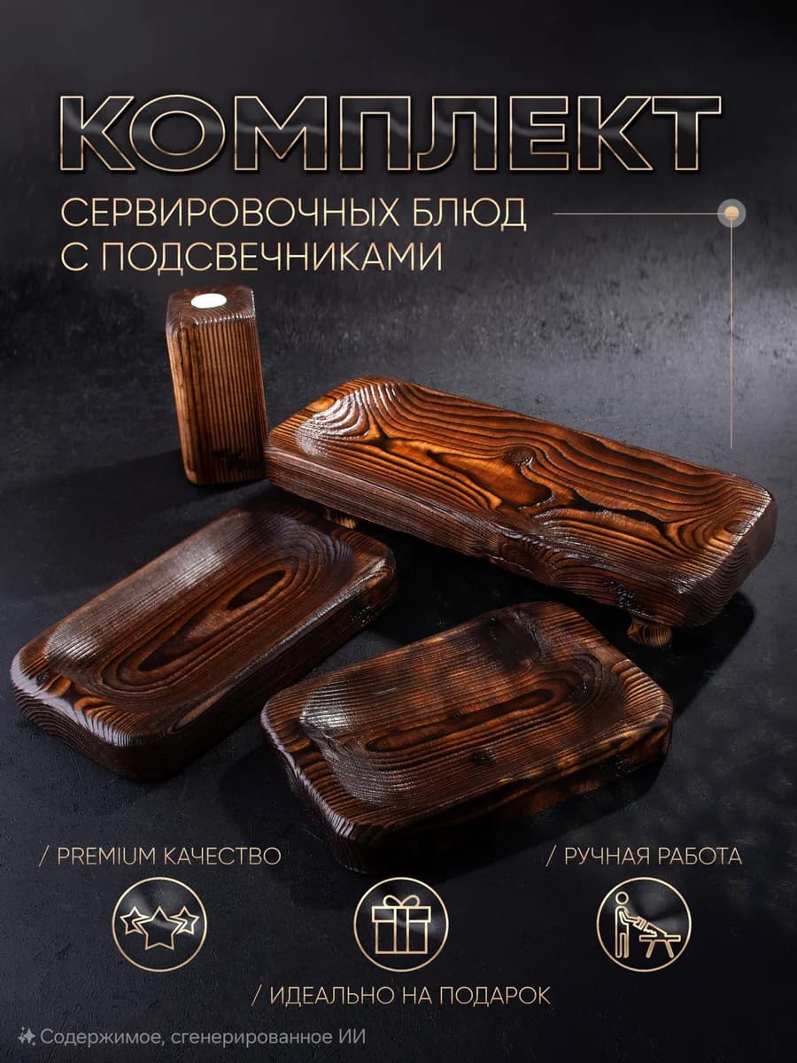 Блюдо Сервировочное деревянное комплект, посуда для подачи
