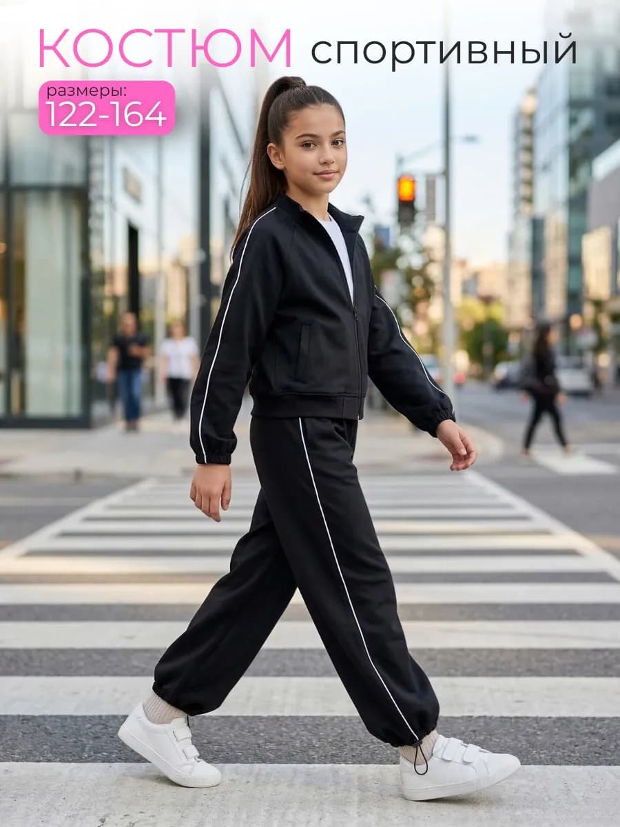 Спортивный костюм на молнии для девочки подростка модный